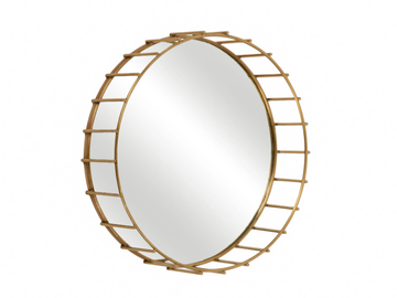CAGE 07 - Round framed brass mirror by Il Bronzetto - view 3